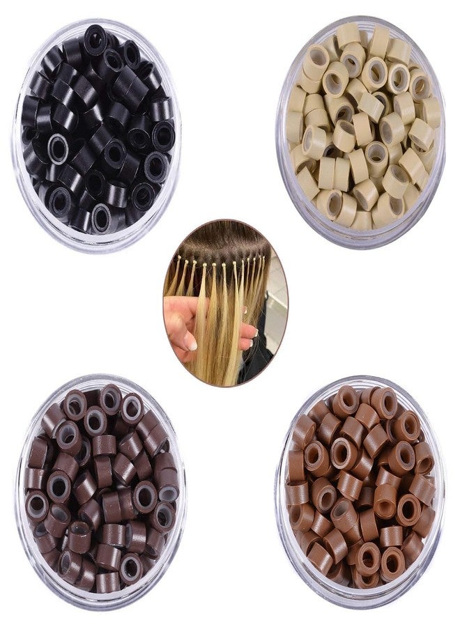 AYIBO Hair Extension Beads Silicone Lined Micro Link Rings Beads for I Tip Extension 1000Pcs, Black - Image 5