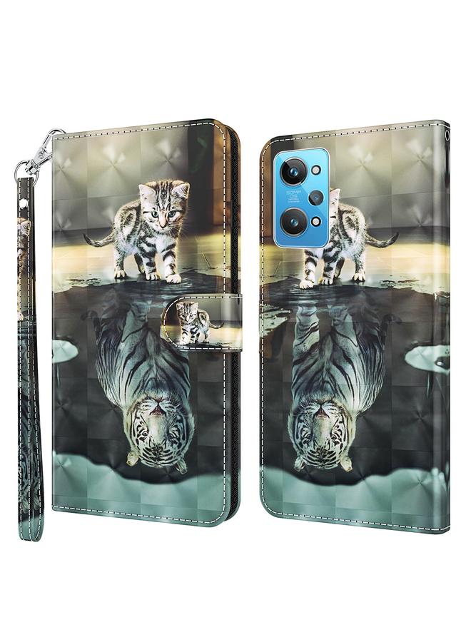 اس-توب جراب لهاتف Realme GT2 / GT Neo2 / GT Neo 3T بنمط رسم ثلاثي الأبعاد جراب هاتف TPU + PU - Image 1