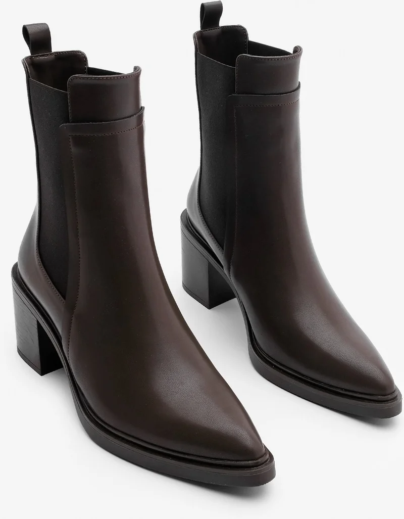 MARJIN Women's Double Elastic Chelsea Heel Boots Pisar