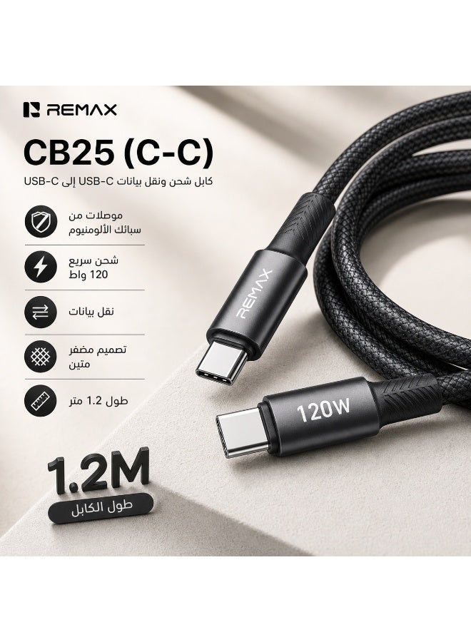 REMAX 240W USB C to C Fast Charging Cable 1.2M, Aluminum Alloy Braided PD 3.1 Cable, 480MB/s Data Transfer for Laptop Phone Tablet - Image 1