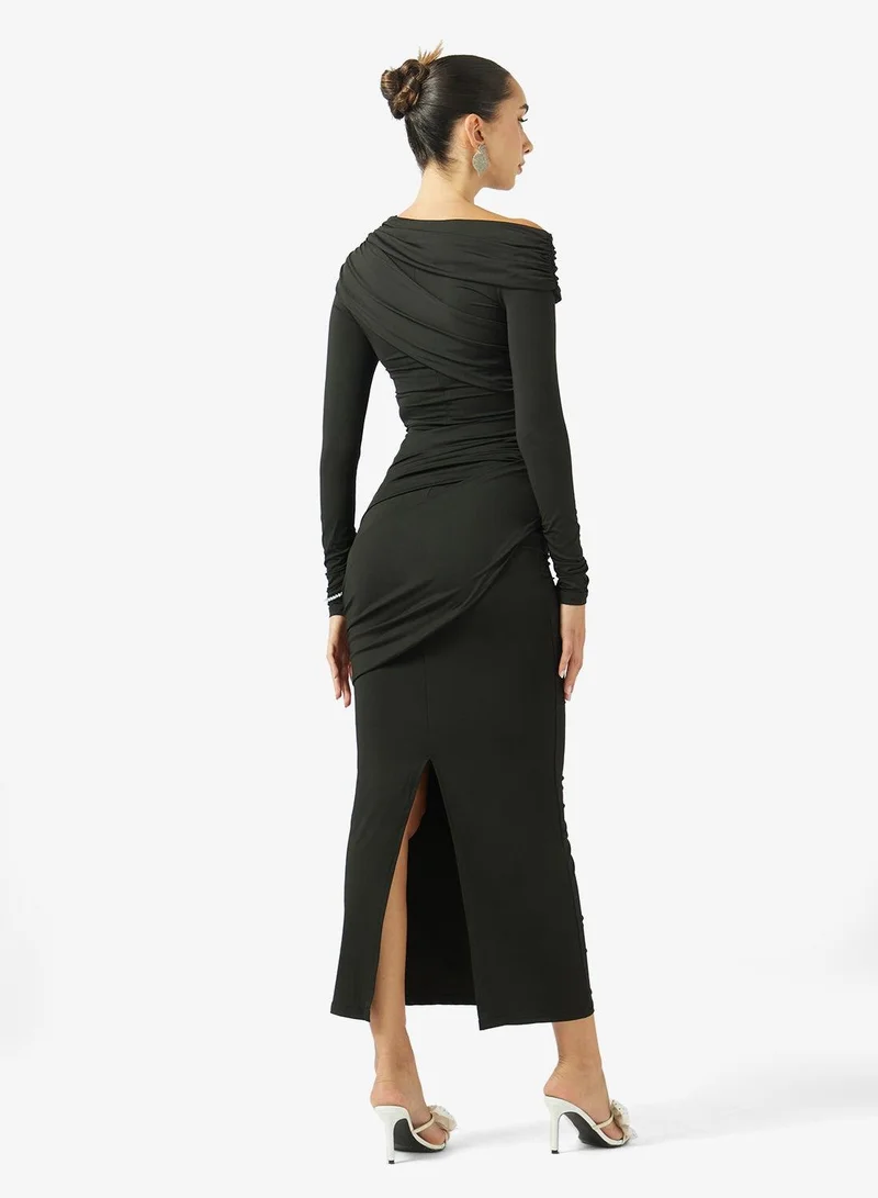 Ginger Assymetric Drop Shoulder Bodycon Dress