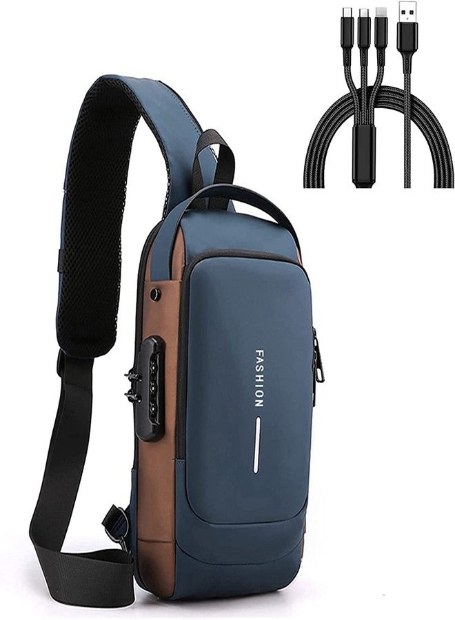 Praxon Waterproof Crossbody Daypack with Password Lock USB Charging Sport Sling Bag for Travelling, Walking, Camping, Biking // Anti-theft Shoulder Bag - Image 1
