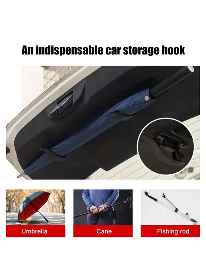 2pcs Black Car Seat Back Hook Multipurpose Umbrella Holder Bracket For Car Interior Storage - Image 5