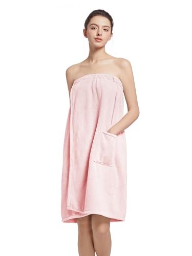 Wubbept WomenS Soft Wrap Towel Full LengthBath Robe After Shower Female Plush LongSpa Bathrobes Lightweight With Pockets US Alpha One Size Regular Regular light pink - Image 1