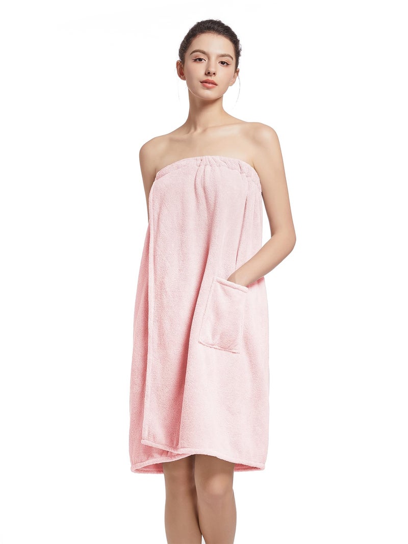 Wubbept WomenS Soft Wrap Towel Full LengthBath Robe After Shower Female Plush LongSpa Bathrobes Lightweight With Pockets US Alpha One Size Regular Regular light pink - Image 2