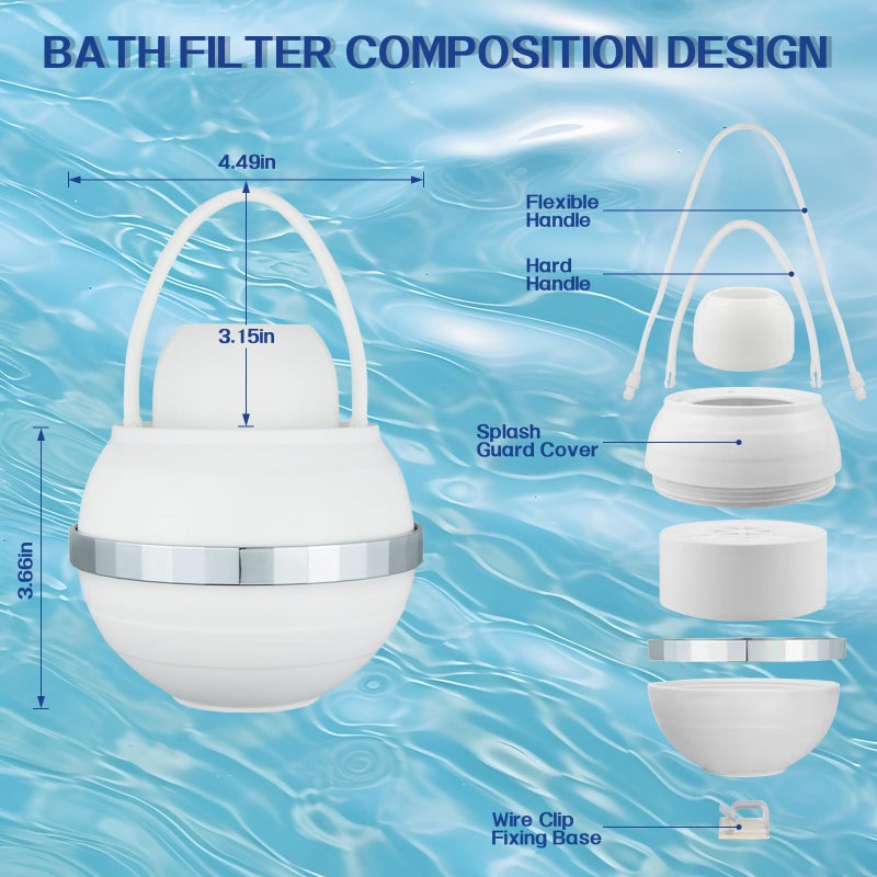 VALOME Bath Filter, 8 Stages Bath Water Filter, Bath Flter for Tub to Removes Lead, Chlorine and Fluoride, 2,500 Gallons of Filtration, Water Softener, BPA Free - Image 4