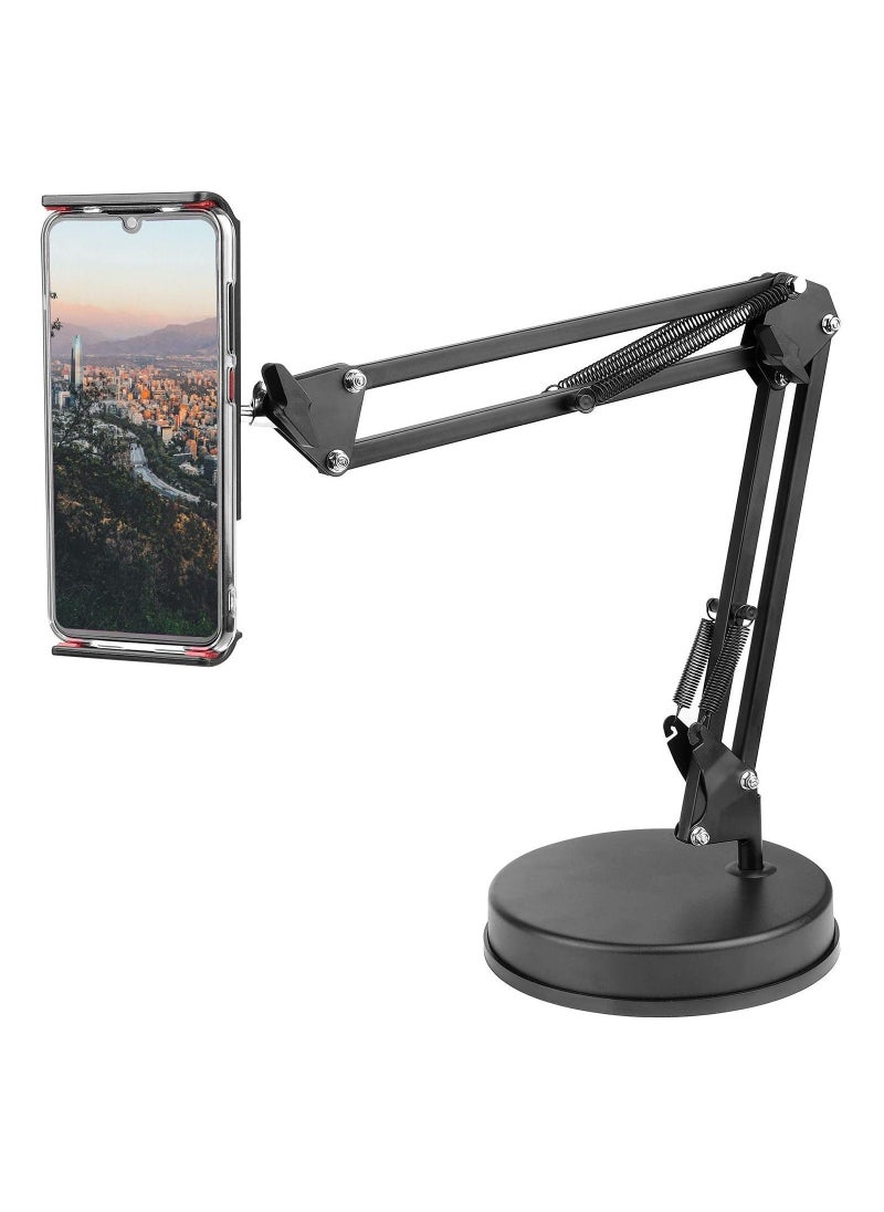 Phone Video Stand Articulating Arm Phone Mount Stand with Base Table Top Adjustable Tablet Holder Mount Desktop Compatible with Phones, Tablets, iPad  - Image 1