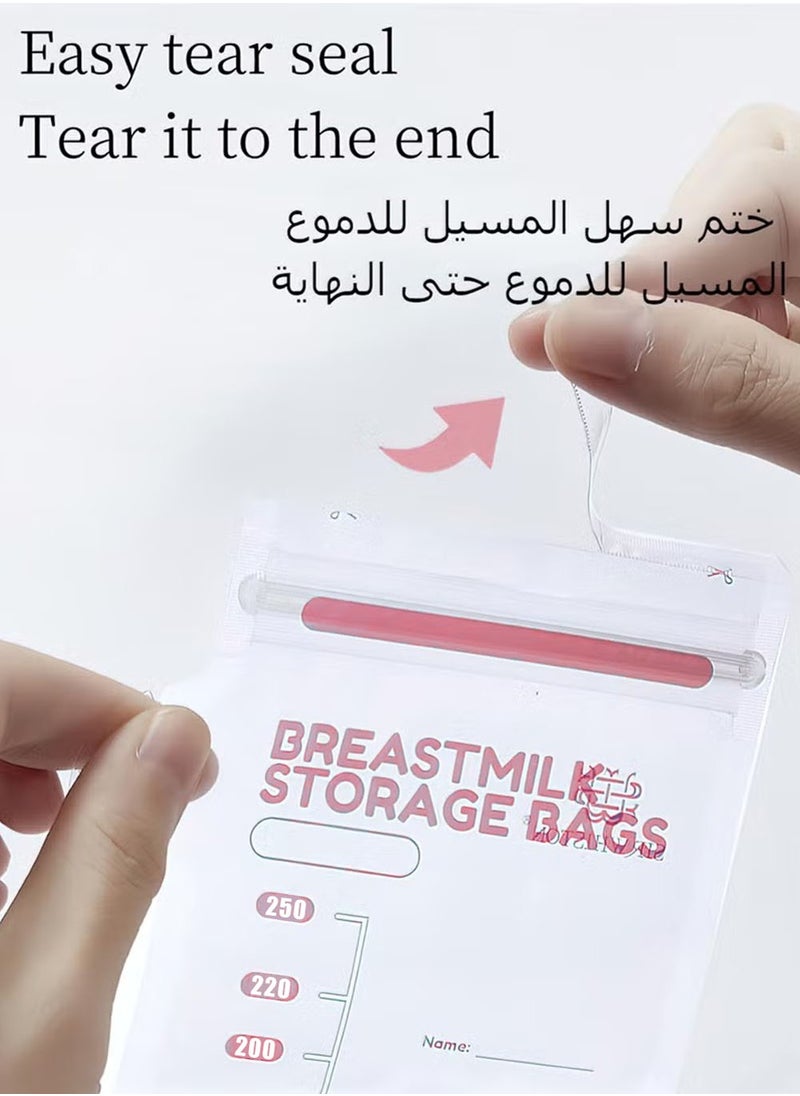 30 Piece Baby Self-standing Bottom Design Breast Milk Storage Bags With Double Zipper, 250 ml