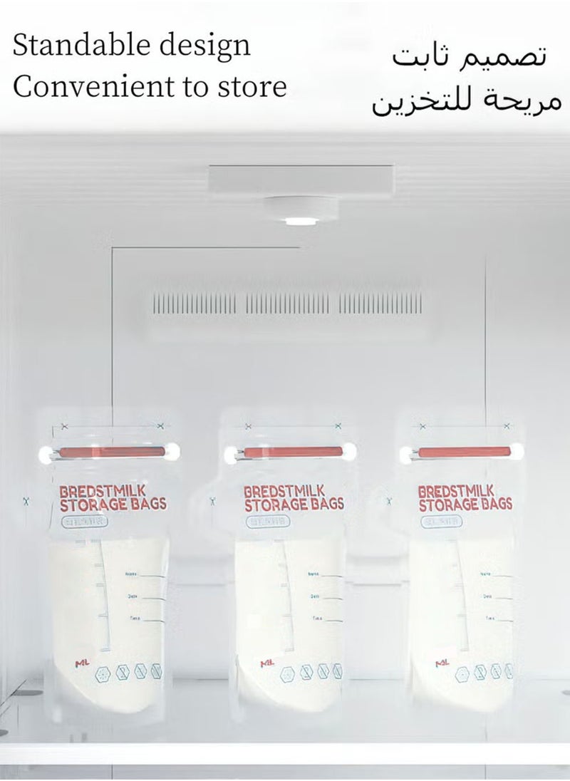 30 Piece Baby Self-standing Bottom Design Breast Milk Storage Bags With Double Zipper, 250 ml