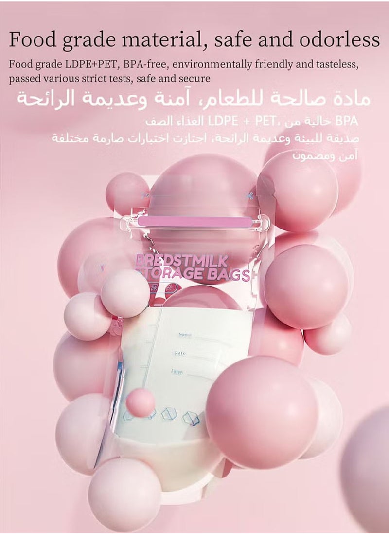 30 Piece Baby Self-standing Bottom Design Breast Milk Storage Bags With Double Zipper, 250 ml