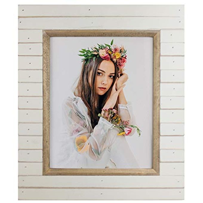 icheesday 8x10 Wooden Picture Frame Rustic Distressed White Photo Frame with Glass Cover Ready to Table Top and Wall Mounting - Image 4