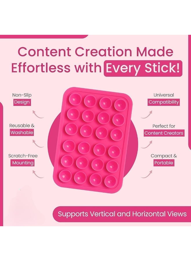 Silicone Suction Cup Phone Case Mount Double-Sided, Detachable Mount Silicon Sticky Phone Stand for iPhone and Android, Hands-Free Strong Grip Holder for Selfies and Videos - Image 2