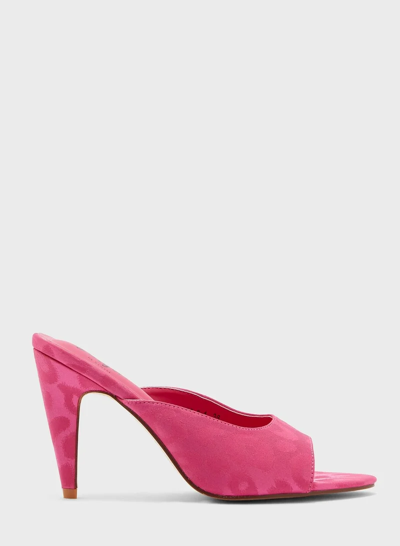 Ginger Satin Leopard Cone Heel Sandal