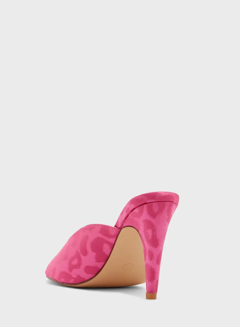Ginger Satin Leopard Cone Heel Sandal