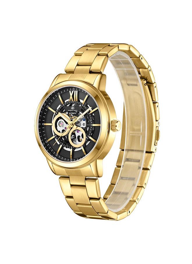 KENNETH SCOTT Kenneth Scott K24324-GBGB Men's Automatic  Display Watch & Stainless Steel Strap Gold  - Image 2
