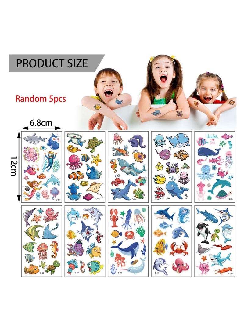 Kids Hooded Towel for Boys and Girls Soft and Absorbent Beach Towel with Underwater World Tattoo Stickers 75*65cm Soft Cotton Terry Hooded Towel Microfiber Absorbent Soft Bath Towel Whale - Image 2