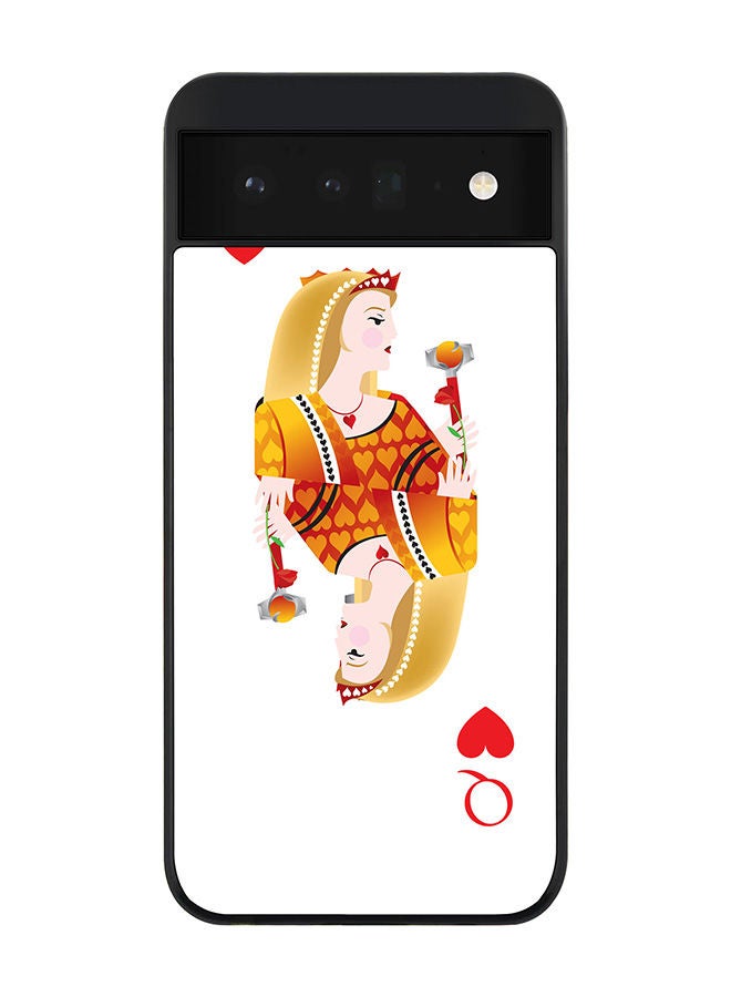 Stylizedd Rugged Black edge case for Google Pixel 6 5G Slim fit Soft Case Flexible Rubber Edges Anti Drop TPU Gel Thin Cover - Queen Of Hearts - Image 1