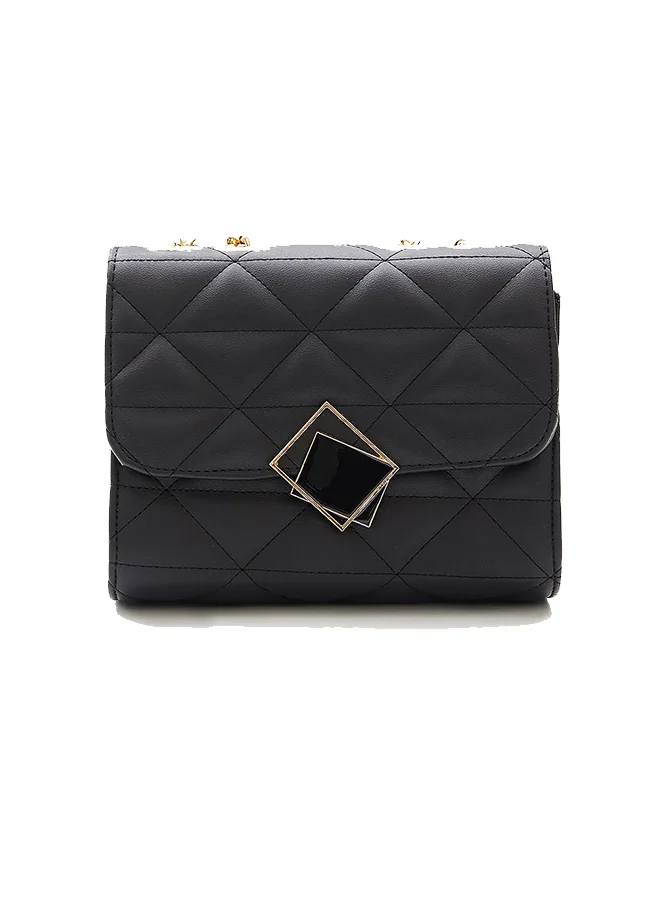 Wecre8 Quilted Black Chain Shoulder Bag