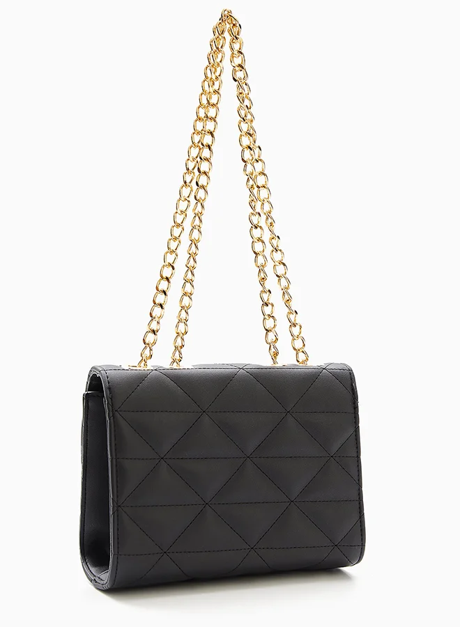 Wecre8 Quilted Black Chain Shoulder Bag