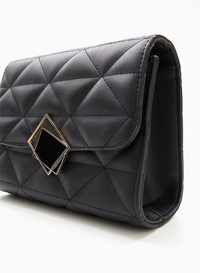 Wecre8 Quilted Black Chain Shoulder Bag