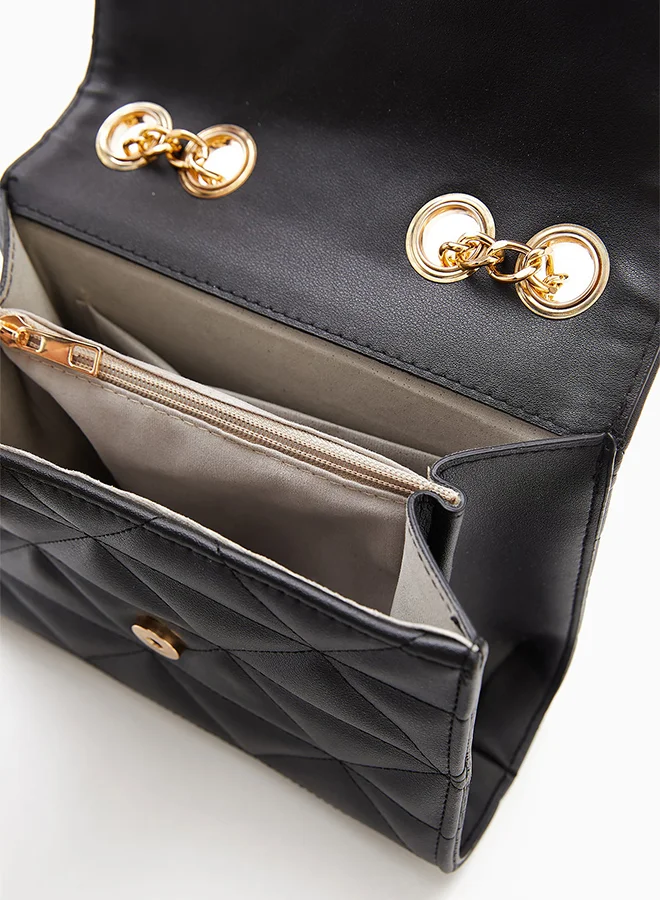 Wecre8 Quilted Black Chain Shoulder Bag
