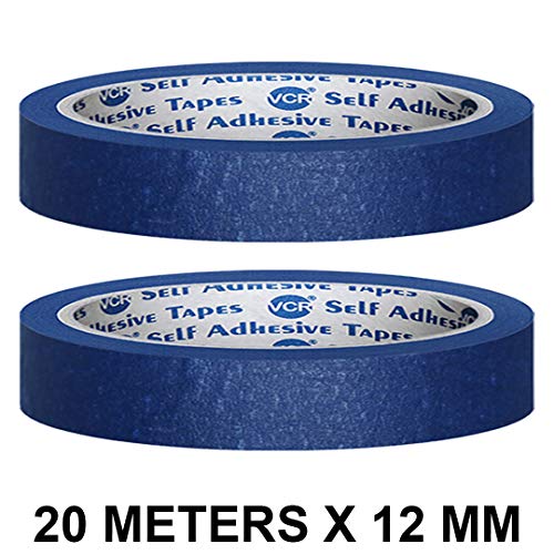 VCR Blue Masking Tape - 20 Meters in Length 12mm / 0.5" Width - 2 Rolls Per Pack - Easy Tear Tape, Best for Carpenter, Labelling, Painting and leaves no residue after a peel. - Image 2