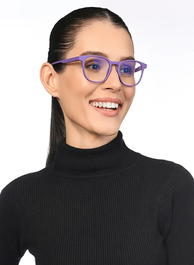 Lenskart Hustlr Lenskart Blu Hustlr | Peyush Bansal Glasses For Eye Protection From Digital Screens | Computer Glasses with Blue Cut, Anti Glare & UV Protection | Lightweight Specs With Zero Power | Medium | Amethyst