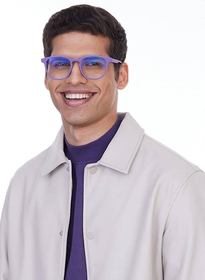 Lenskart Hustlr Lenskart Blu Hustlr | Peyush Bansal Glasses For Eye Protection From Digital Screens | Computer Glasses with Blue Cut, Anti Glare & UV Protection | Lightweight Specs With Zero Power | Medium | Amethyst