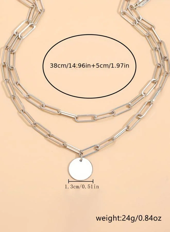 Take Two  Silver Chain Necklace with Round Pendant for Women | Best Price UAE