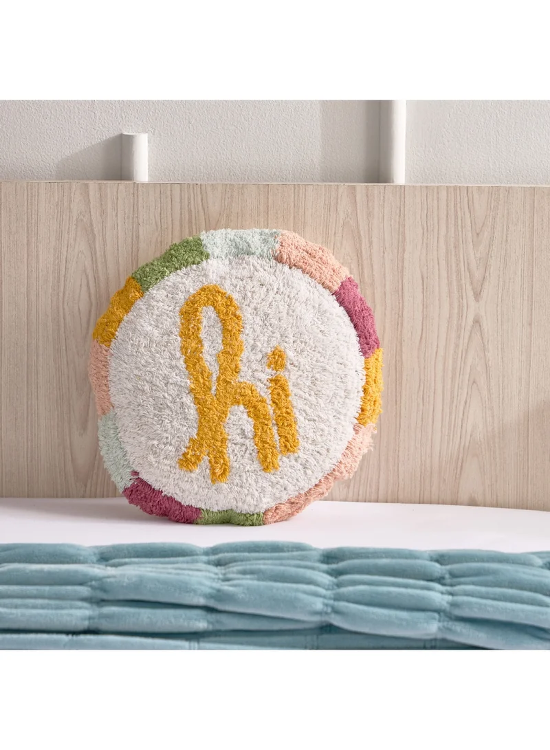 Playland Hi Shaped Cotton Tufted Filled Cushion 35 x 35 cm