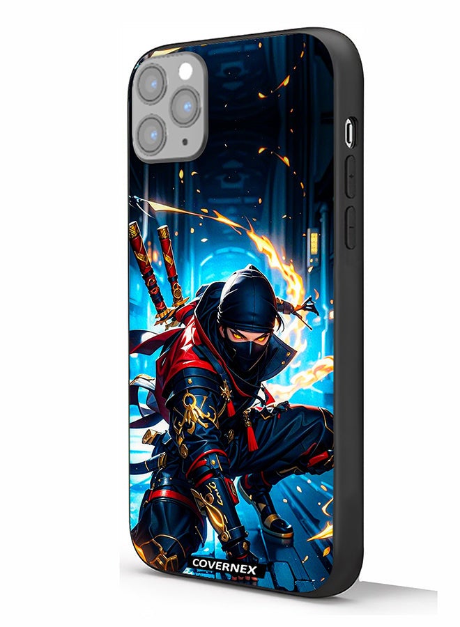Covernex Apple iPhone 11 Pro Max Protective Case Cover Printed Featuring Katana Warrior Cyber Ninja Action Illustration - Image 1
