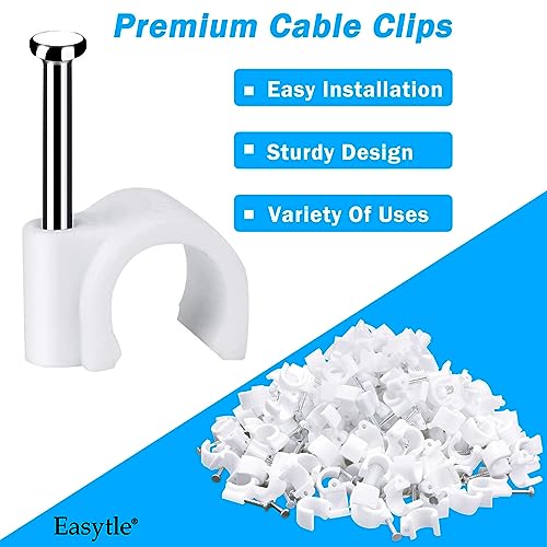 Easytle Cable Wire Clips 4mm 6mm 8mm 10mm (Pack of 200) Cable Management RG6 RG59 CAT5 CAT6 RJ45 Electrical Ethernet Dish TV Speaker Wire Cord Tie Holder Single Coaxial Nail Clamps - Image 5