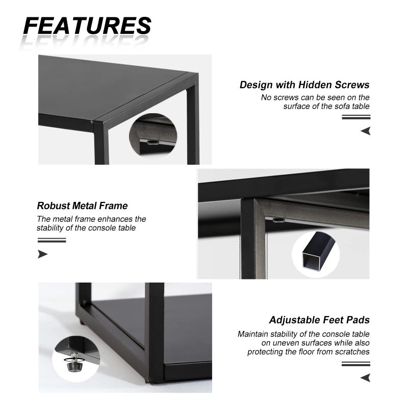 HDANI Console Table, Narrow Entryway Table, 3 Tier Metal Hallway Table, 9.8''Dx31.5''Wx29.7''H(Black) - Image 5