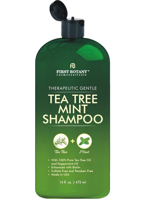 First Botany First Botany Tea Tree Oil Shampoo 16 fl oz  Anti Dandruff Shampoo Natural Oil cleanser For Dry Itchy  Flaky Scalp  Sulfate Free Paraben Free Cleanser  Prevents Head Lice  Thinning 