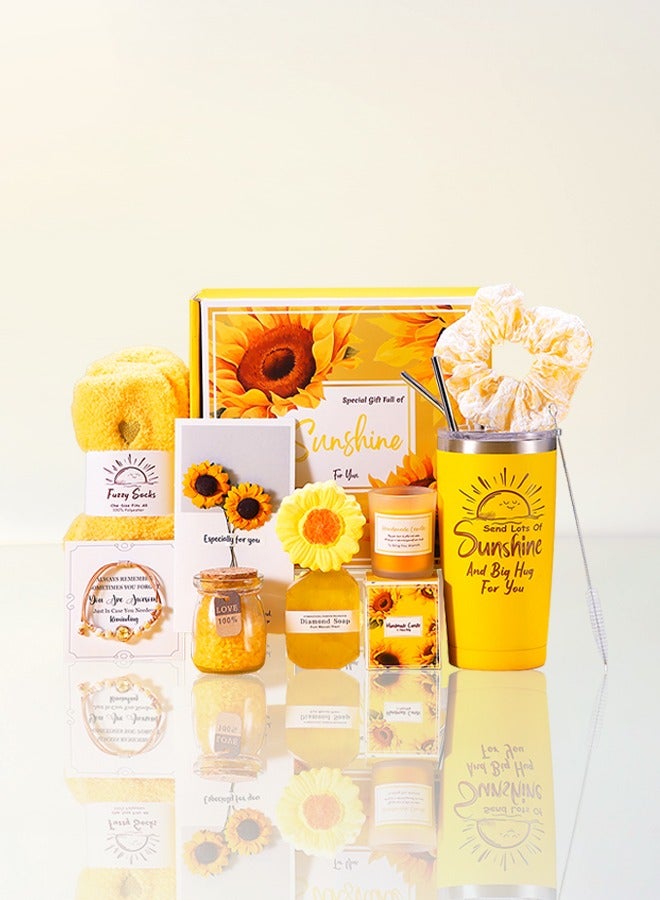 Arabest Premium Birthday Gift Box for Girls - Sunflower Bath Set, Socks & Jewelry Spa Essentials for Women & Teens - Ramadan, Wedding, Friendship Gifts (Yellow Theme) - Image 2