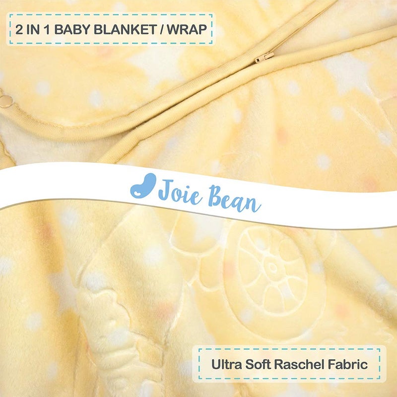 JOIE BEAN Swaddle Blanket for Baby Newborn Girl Boy, Wearable Fleece Infant Sleep Sack Blanket, Soft Fuzzy Warm Baby Crib Swaddle Wrap Blanket or 0-3 Months, 3-6 Months, Yellow - Image 2