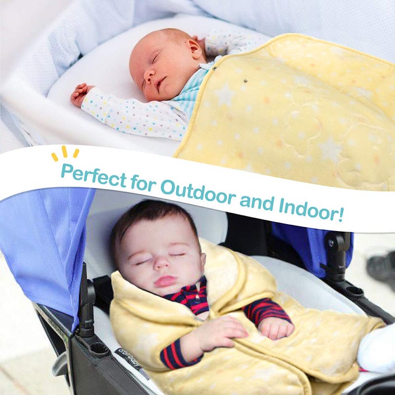 JOIE BEAN Swaddle Blanket for Baby Newborn Girl Boy, Wearable Fleece Infant Sleep Sack Blanket, Soft Fuzzy Warm Baby Crib Swaddle Wrap Blanket or 0-3 Months, 3-6 Months, Yellow - Image 4