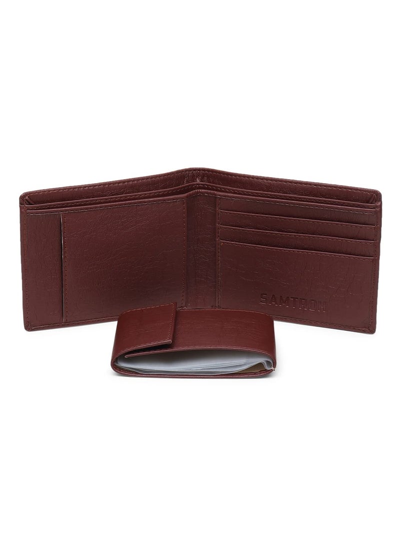 SAMTROH Tan & Black PU Leather Wallet for Men I 2 Card Slots I 2 Currency & Secret Compartments I 6 ID Card Slots - Image 4
