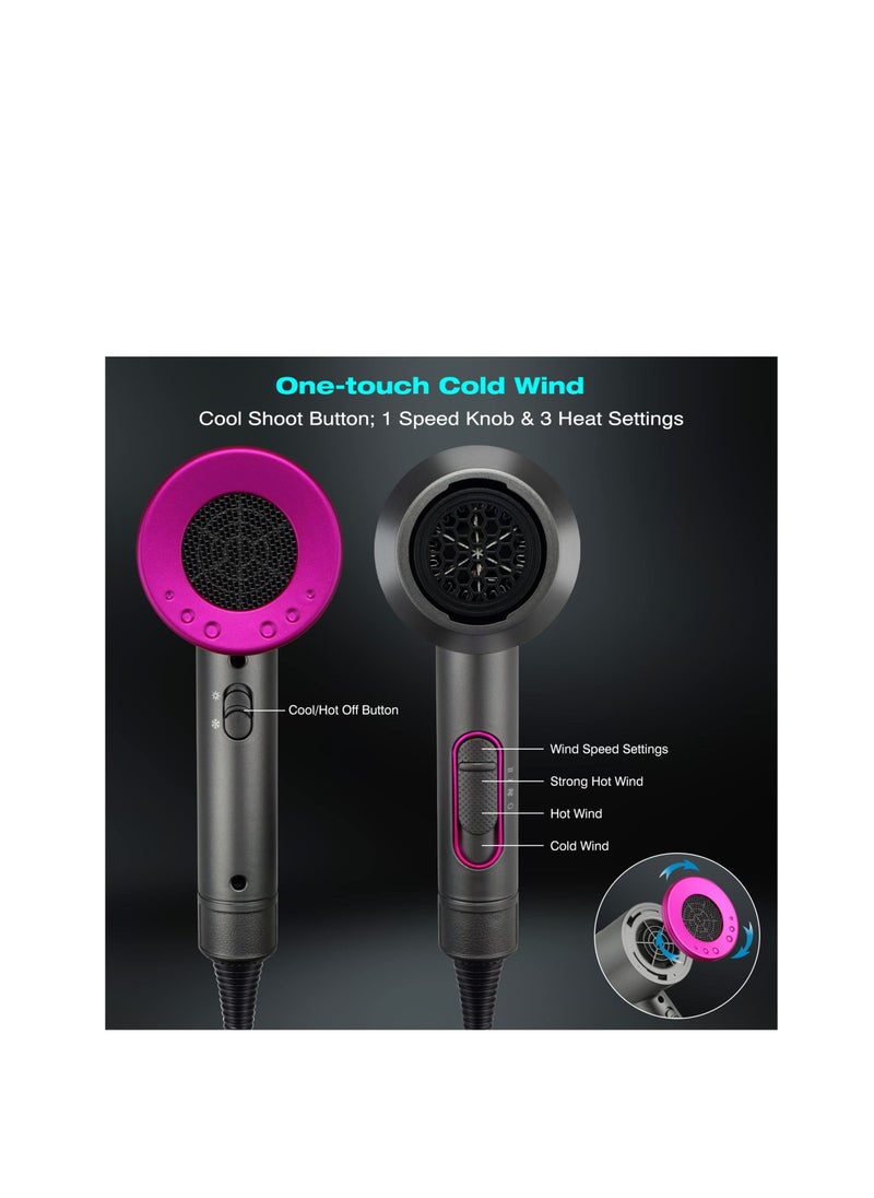 SYOSI - Professional Hair Dryer, 2000W Powerful Ionic Hairdryer with Diffuser Blow Dryer with 2 Speeds, 3 Heating and Cool Button for Women Man Home Travel Salon Curly and Straight Hair - Image 1