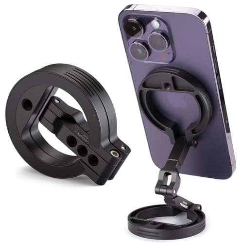 Zelnoox Double Magnetic Ring Phone Holder – Attach to Any Iron Surface | 1/4" Screw Hole | Compatible with iPhone 16/15/14/13/12 Pro Max Series & Magnetic Cases (MS-02R) - Image 1