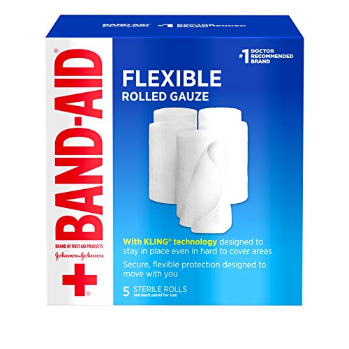Band-Aid ضمادة باندايد من منتجات الإسعافات الأولية ضمادة شاش مرنة ملفوفة للعناية بالجروح الطفيفة حشوة ناعمة وامتصاص فوري 3 بوصات × 21 ياردة عبوة قيمة 5 قطع - Image 2