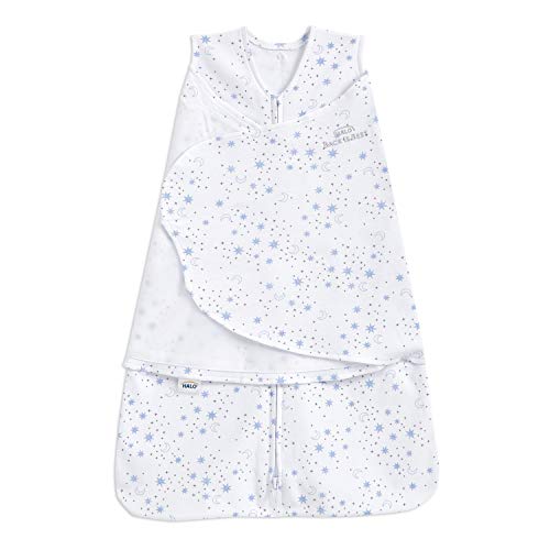 HALO 100% Cotton Sleepsack Swaddle, 3-Way Adjustable Wearable Blanket, TOG 1.5, Midnight Moons Blue, Small, 3-6 Months - Image 1