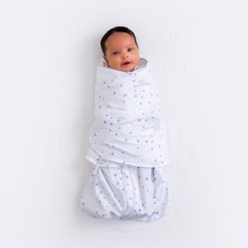 HALO 100% Cotton Sleepsack Swaddle, 3-Way Adjustable Wearable Blanket, TOG 1.5, Midnight Moons Blue, Small, 3-6 Months - Image 3
