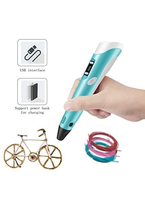 Qatalitic Qatalitic 3D Printing Pen with USB Cable LCD Display with Free Refill PLA Filaments Easy to Use for Kids to Doodle and Sketch in 3D Ready to Create Random Color 