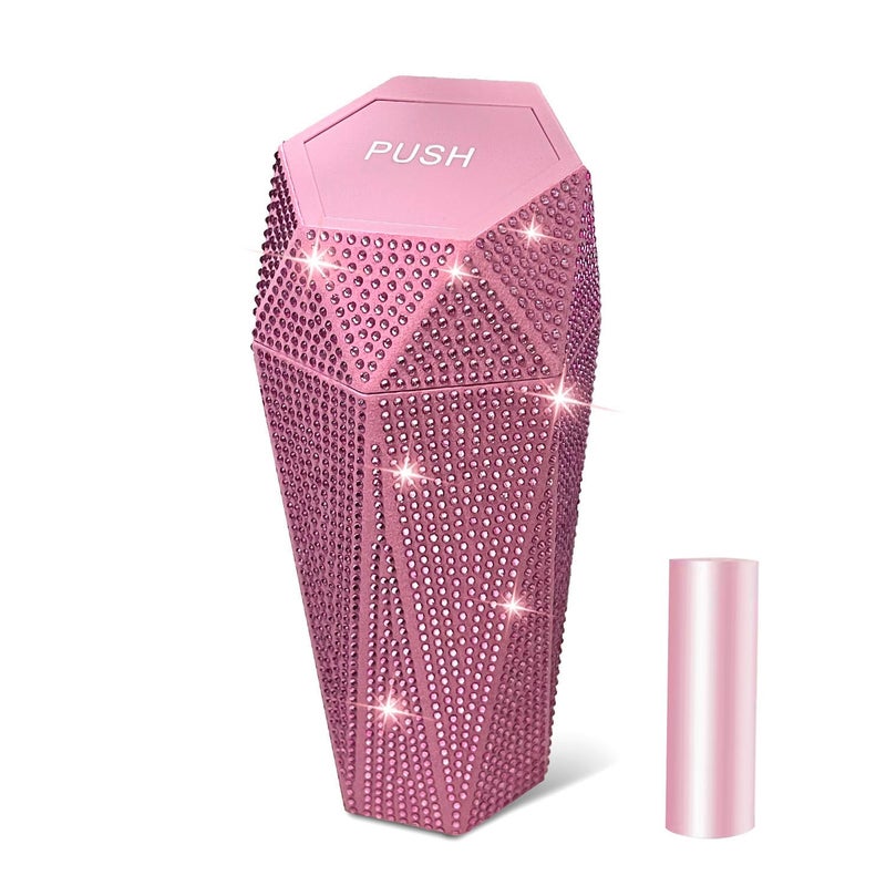 NBTEPEM Bling Car Trash Can with Lid, Bling Car Accessories Trash Bin, Leakproof Auto Garbage Can with 30 Trash Bags, Multipurpose Organizers and Storage for Home, Office (Pink Diamond) - Image 1