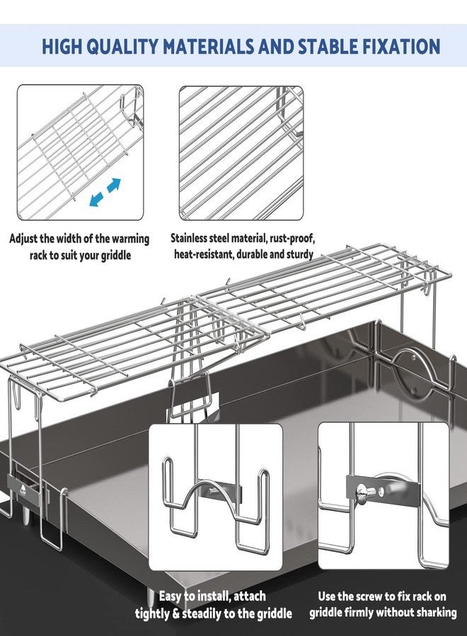Skyflame رف تسخين قابل للتعديل من سكاي فليم للشوايات مقاس 17 و22 و28 و36 بوصة، شبكة طهي عالمية من الفولاذ المقاوم للصدأ، ملحقات شواء متوافقة مع بلاكستون/بيت بوس/كامب شيف - Image 3
