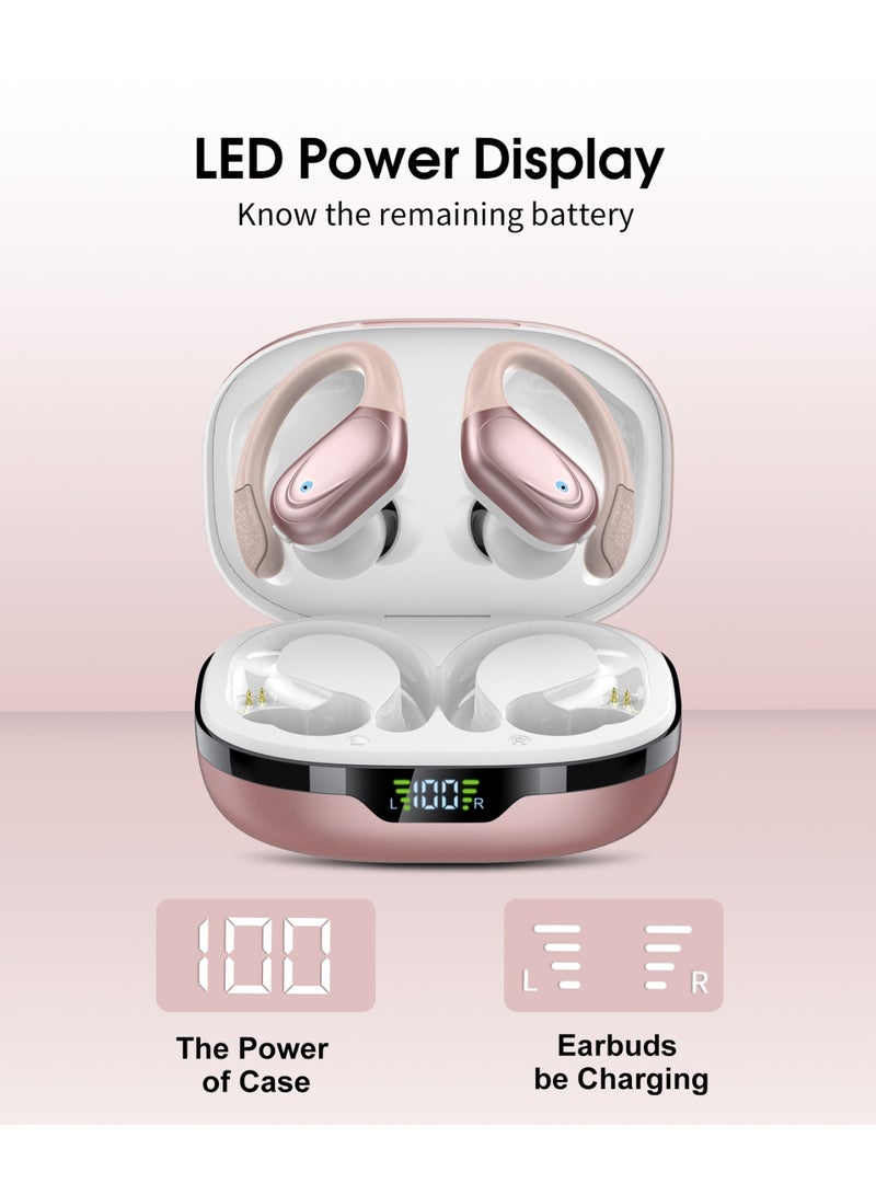 X17 True Wireless Earphones, Rose Gold Ear buds 5.3 with Noise Cancelling, Waterproof Sport Design with Secure Ear Hook Fit for Sports, Running and Workout - Image 2