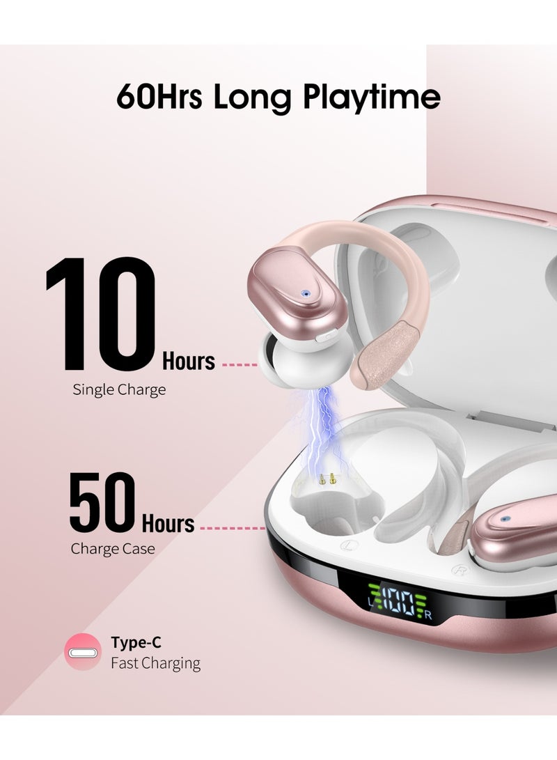 X17 True Wireless Earphones, Rose Gold Ear buds 5.3 with Noise Cancelling, Waterproof Sport Design with Secure Ear Hook Fit for Sports, Running and Workout - Image 5