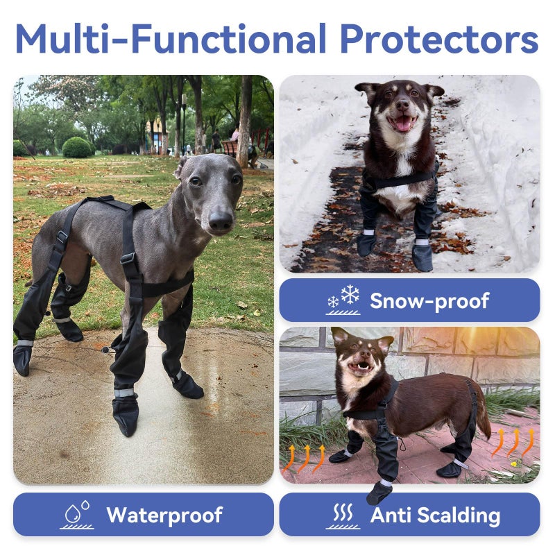 BillionChains Dog Boots with Adjustable Suspender, Anti-Slip Dog Shoes, Waterproof Paw Protector for Rainy, Snowy, Hot Pavement, S - Image 5