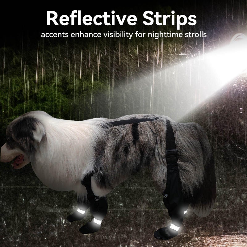 BillionChains Dog Boots with Adjustable Suspender, Anti-Slip Dog Shoes, Waterproof Paw Protector for Rainy, Snowy, Hot Pavement, S - Image 3